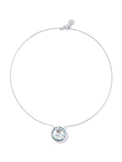 Crystal Glow Round Necklace - Silver Glacier Blue