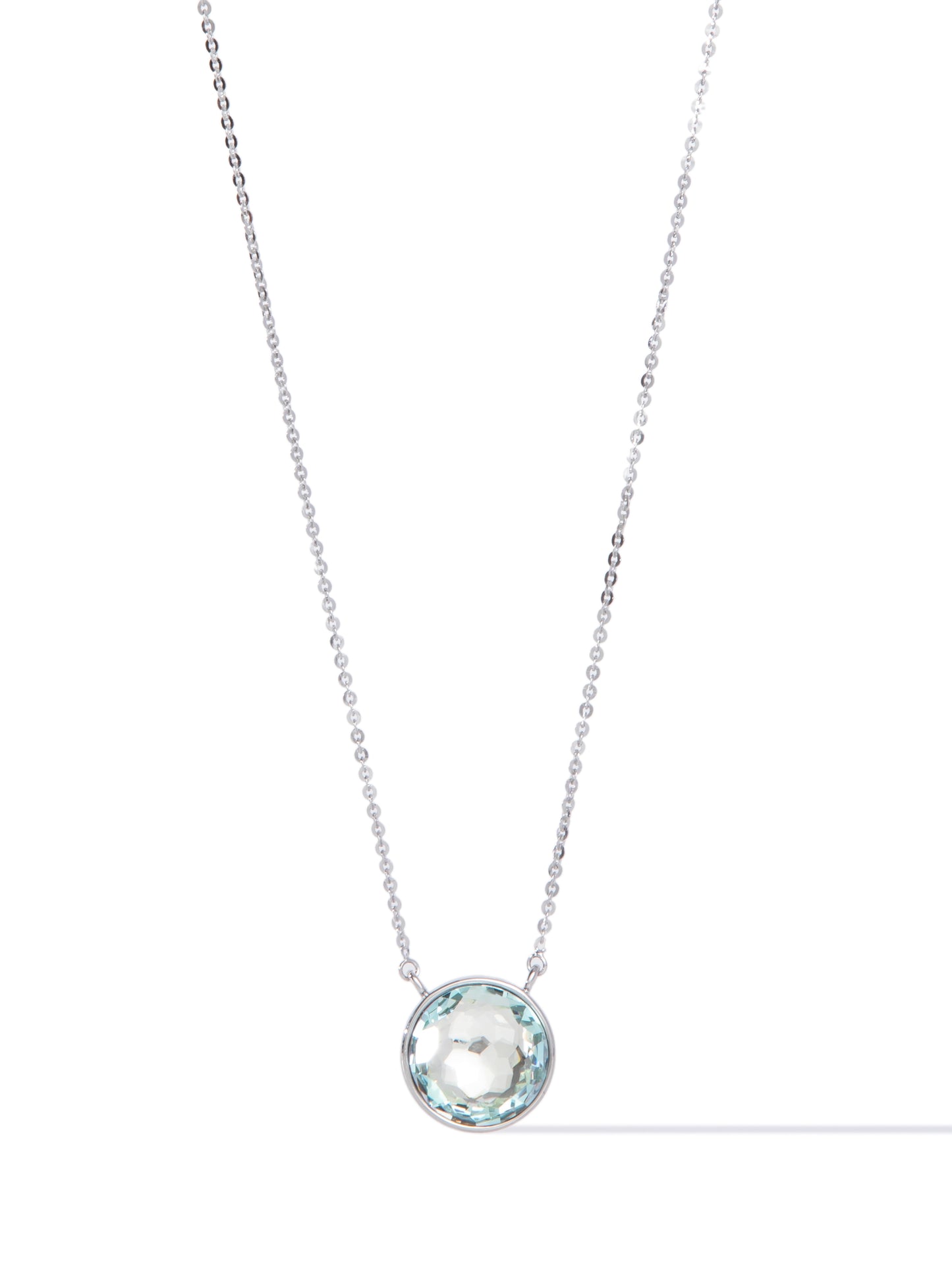 Crystal Glow Round Necklace - Silver Glacier Blue