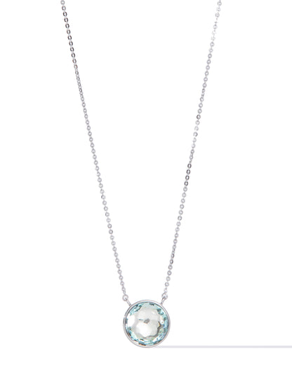 Crystal Glow Round Necklace - Silver Glacier Blue