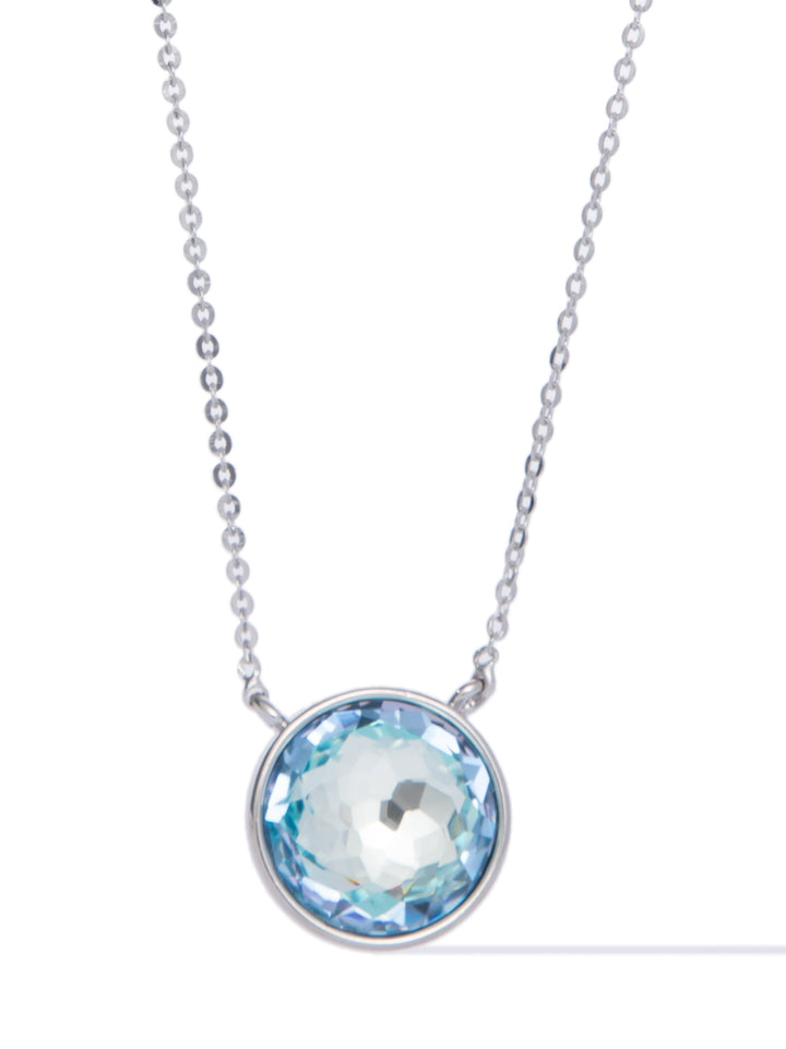 Crystal Glow Round Necklace - Silver Pale Blue