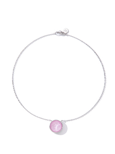 Crystal Glow Round Necklace - Pink Blush