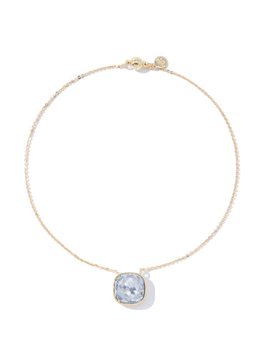 Crystal Glow Square Necklace - Ice Blue