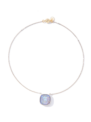 Crystal Glow Square Necklace - Linen Cloud