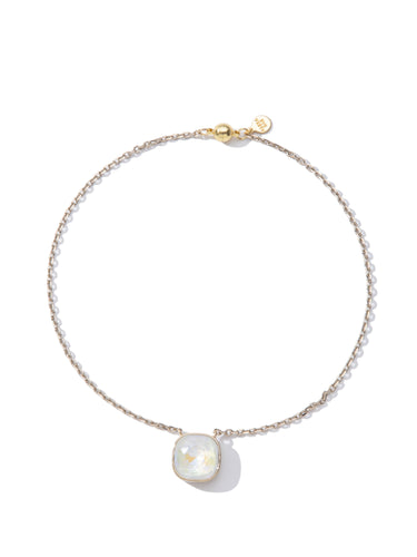 Crystal Glow Square Necklace - Linen Snow
