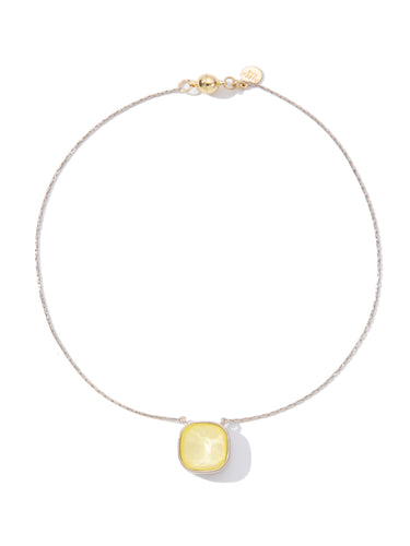Crystal Glow Square Necklace - Linen Vanilla Bean