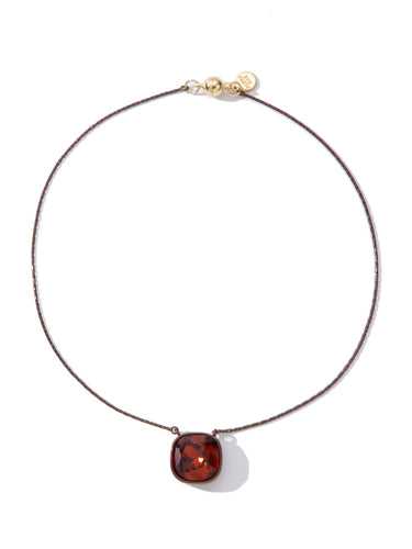 Crystal Glow Square Necklace - Metallic Chocolate Hershey Kiss