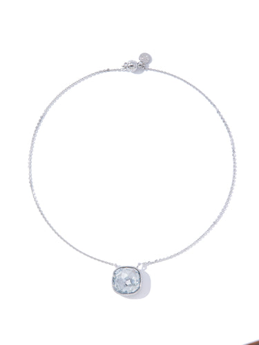 Crystal Glow Square Necklace - Ice Blue
