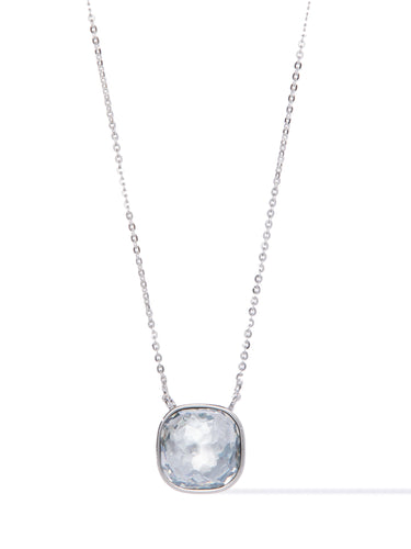 Crystal Glow Square Necklace - Ice Blue