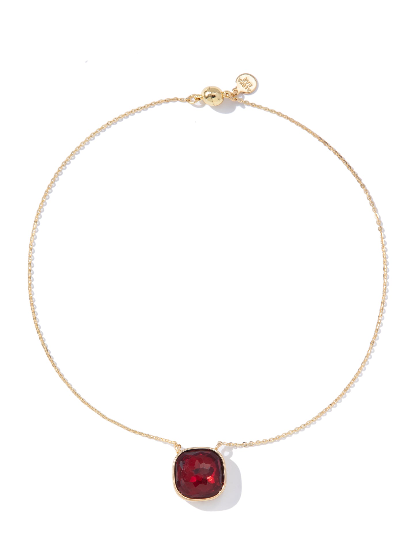Crystal Glow Square Necklace - Berry Noel