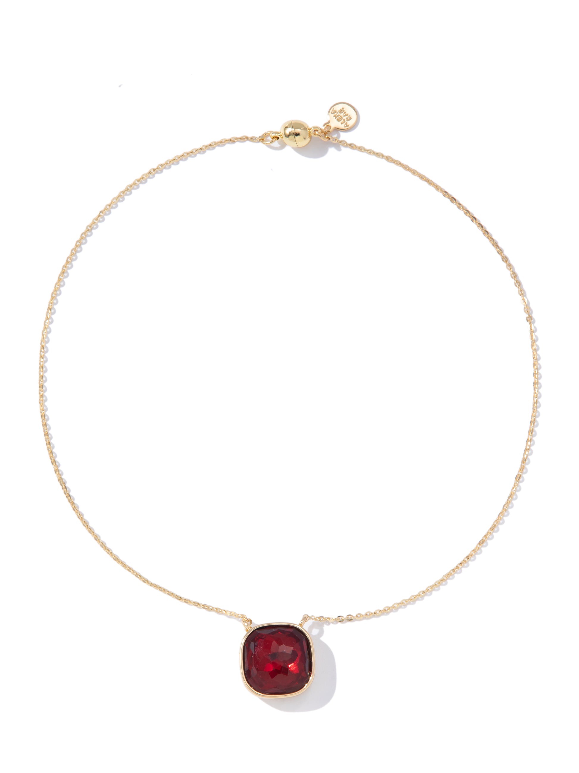 Crystal Glow Square Necklace - Berry Noel