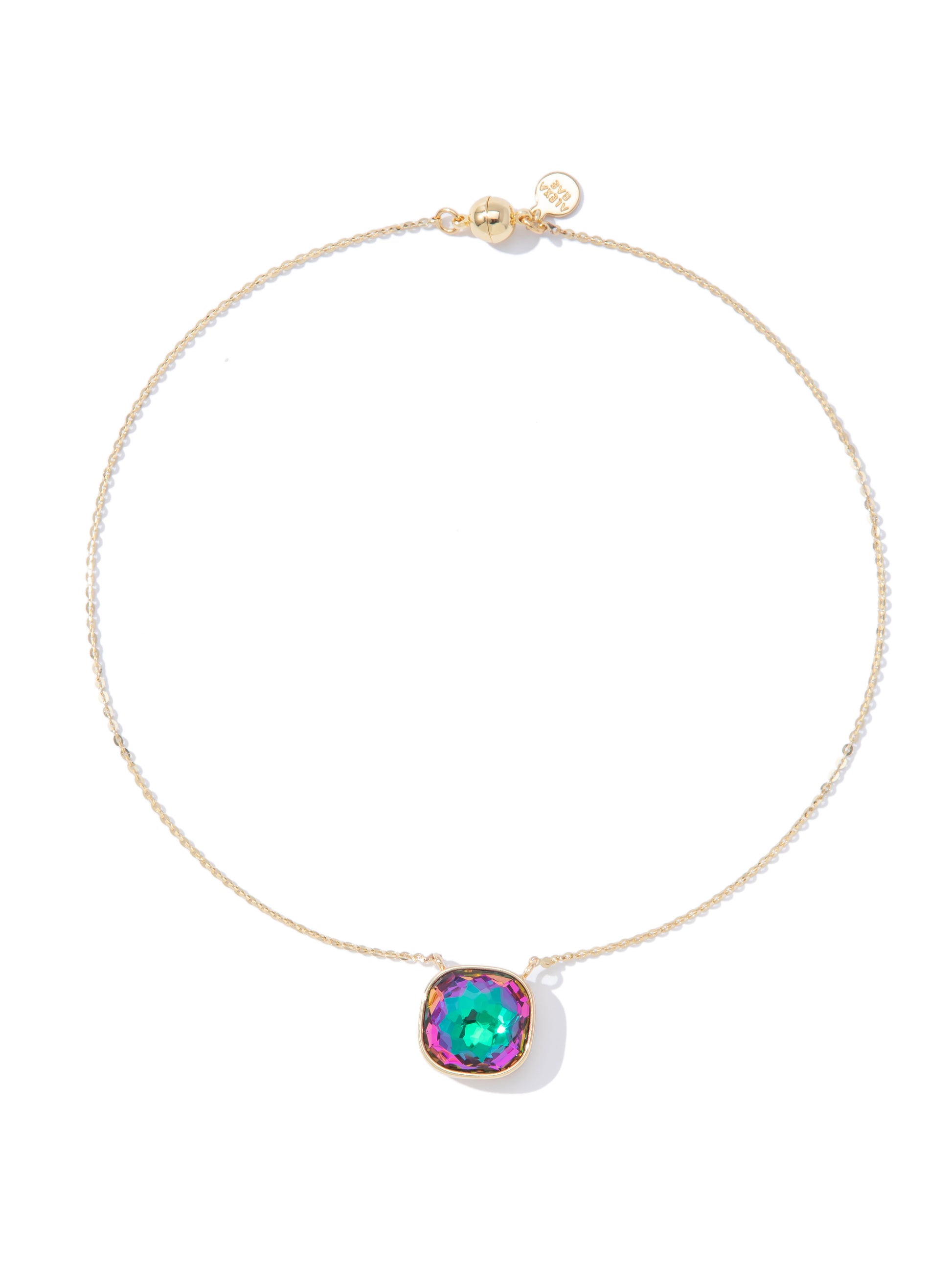 Crystal Glow Square Necklace - Mystic