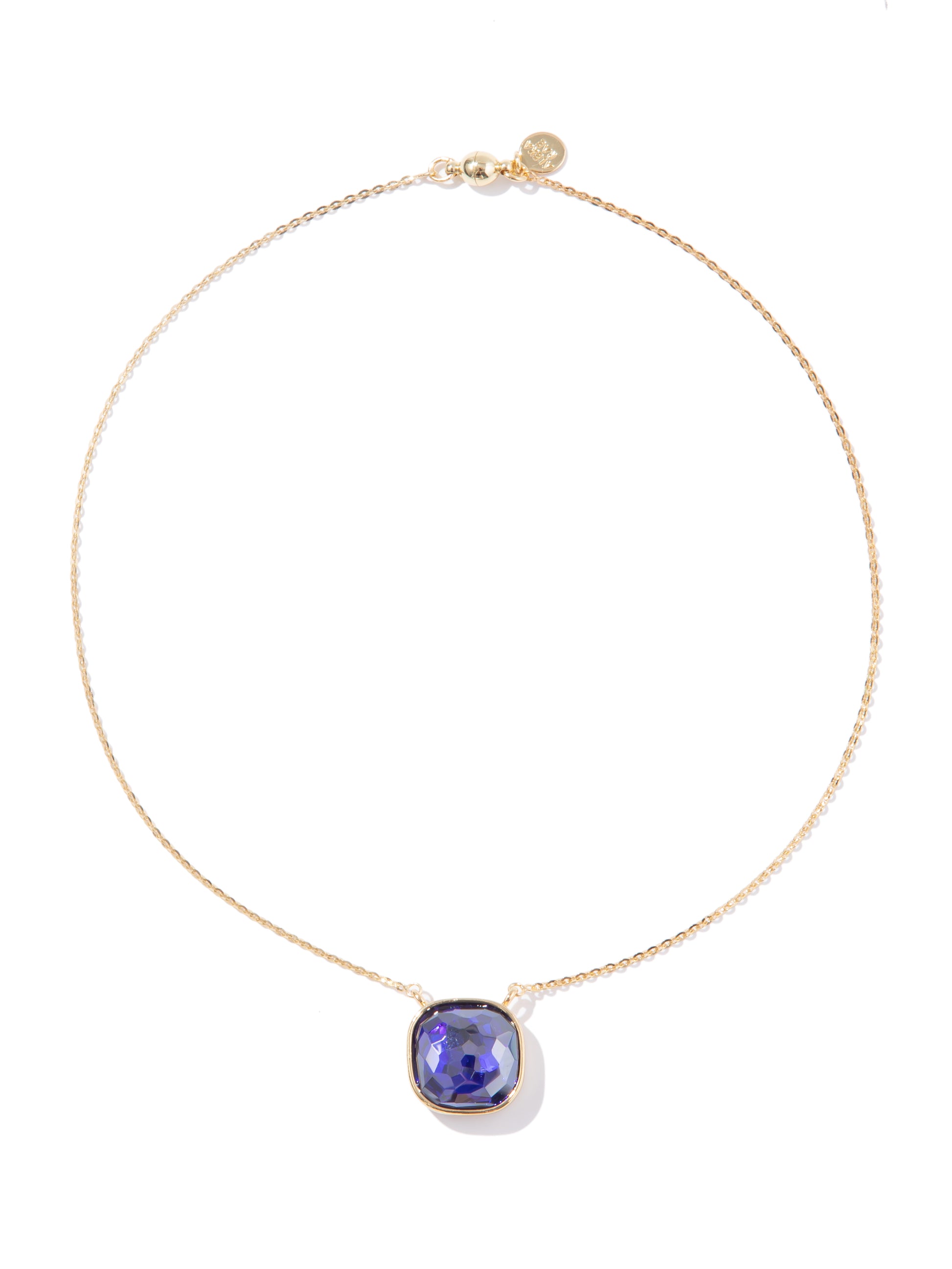 Crystal Glow Square Necklace - Sapphire