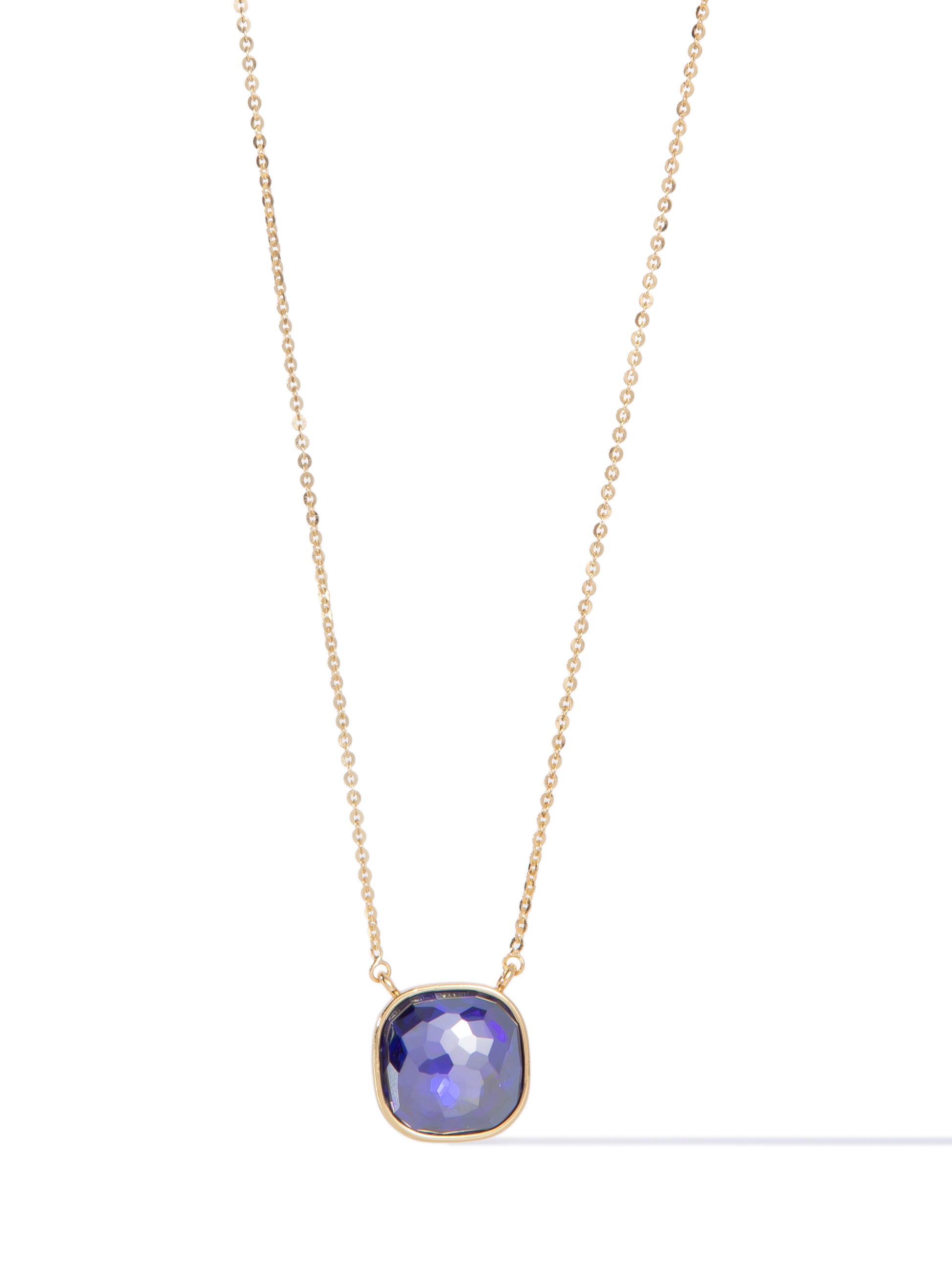 Crystal Glow Square Necklace - Sapphire