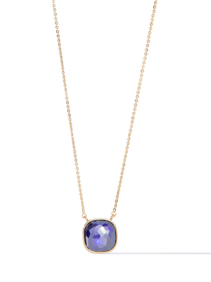 Crystal Glow Square Necklace - Sapphire