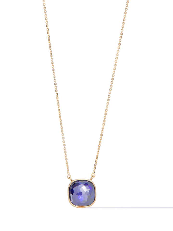 Crystal Glow Square Necklace - Sapphire
