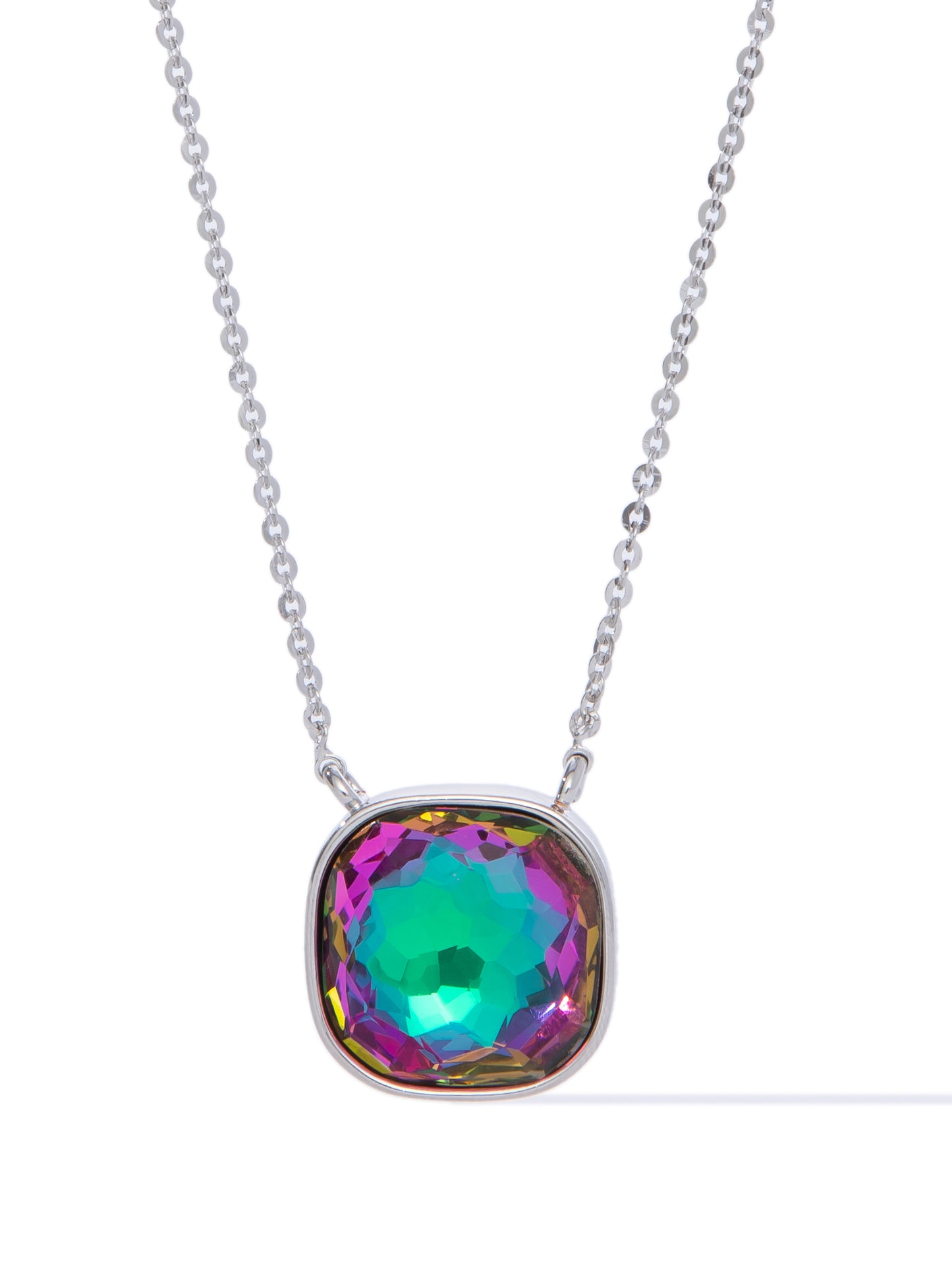 Crystal Glow Square Necklace - Mystic