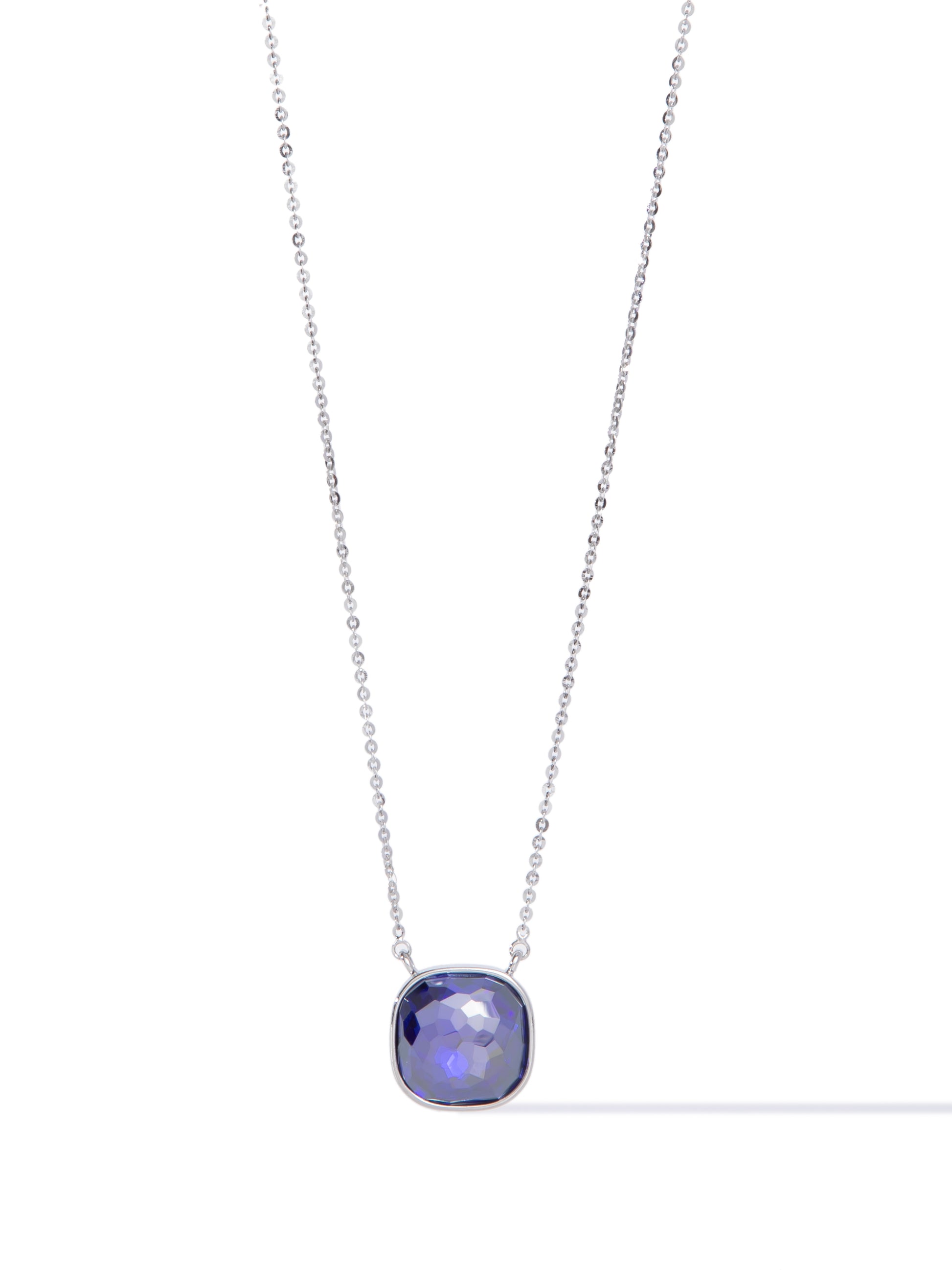 Crystal Glow Square Necklace - Sapphire