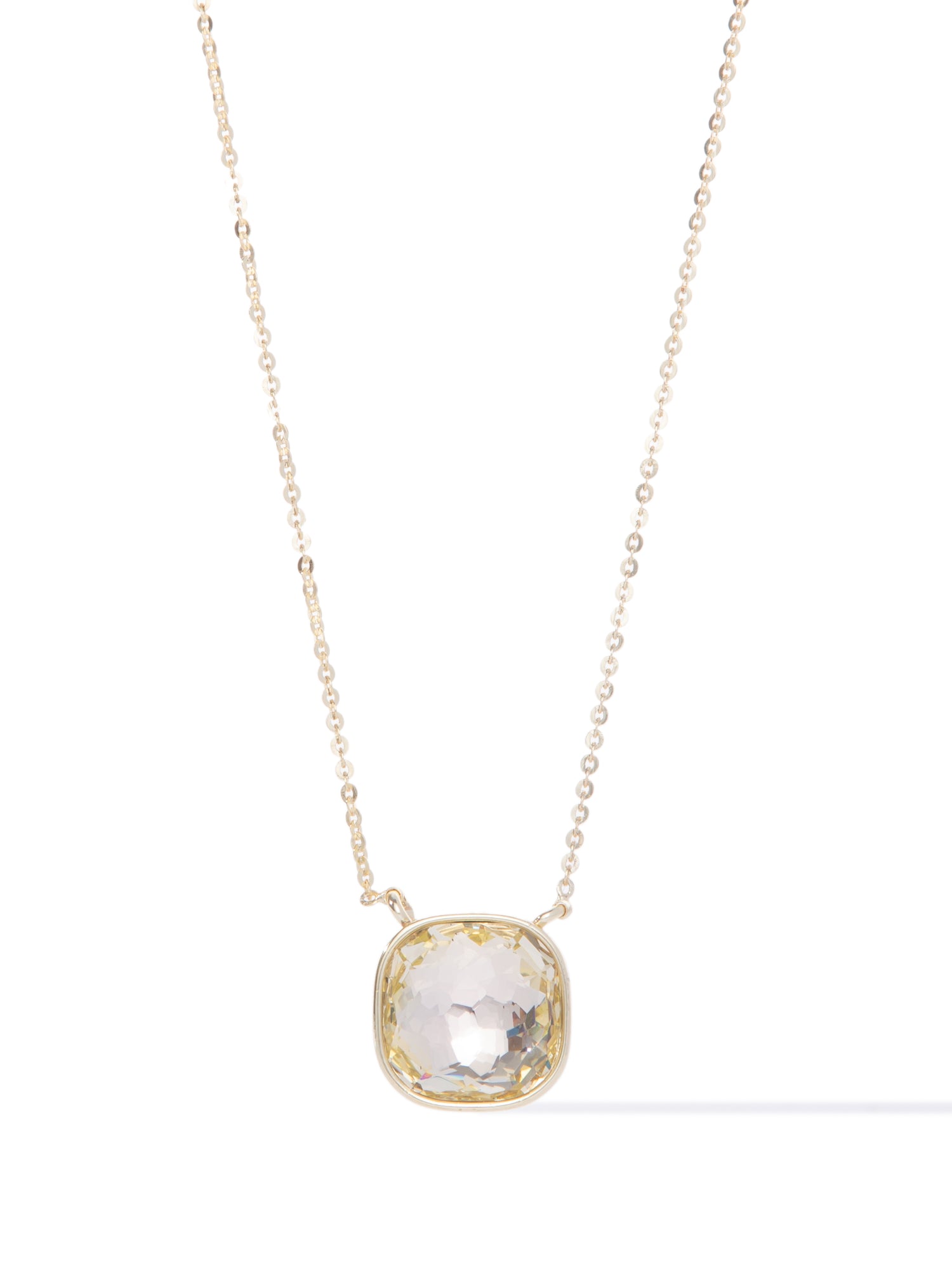 Crystal Glow Square Spring Necklace - Metallic Moonlight