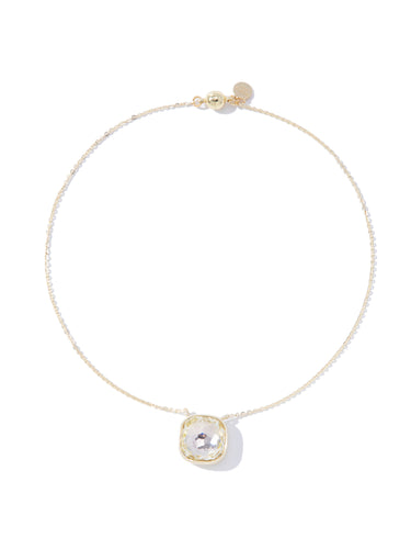 Crystal Glow Square Spring Necklace - Metallic Moonlight