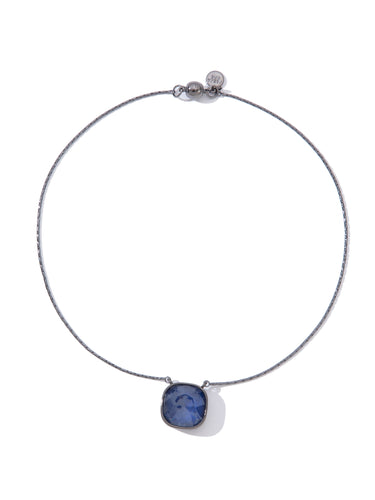Crystal Glow Square Necklace - Gunmetal Midnight Sky