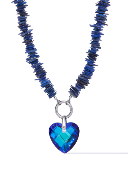 Crystal Heart Necklace - Deep Sea