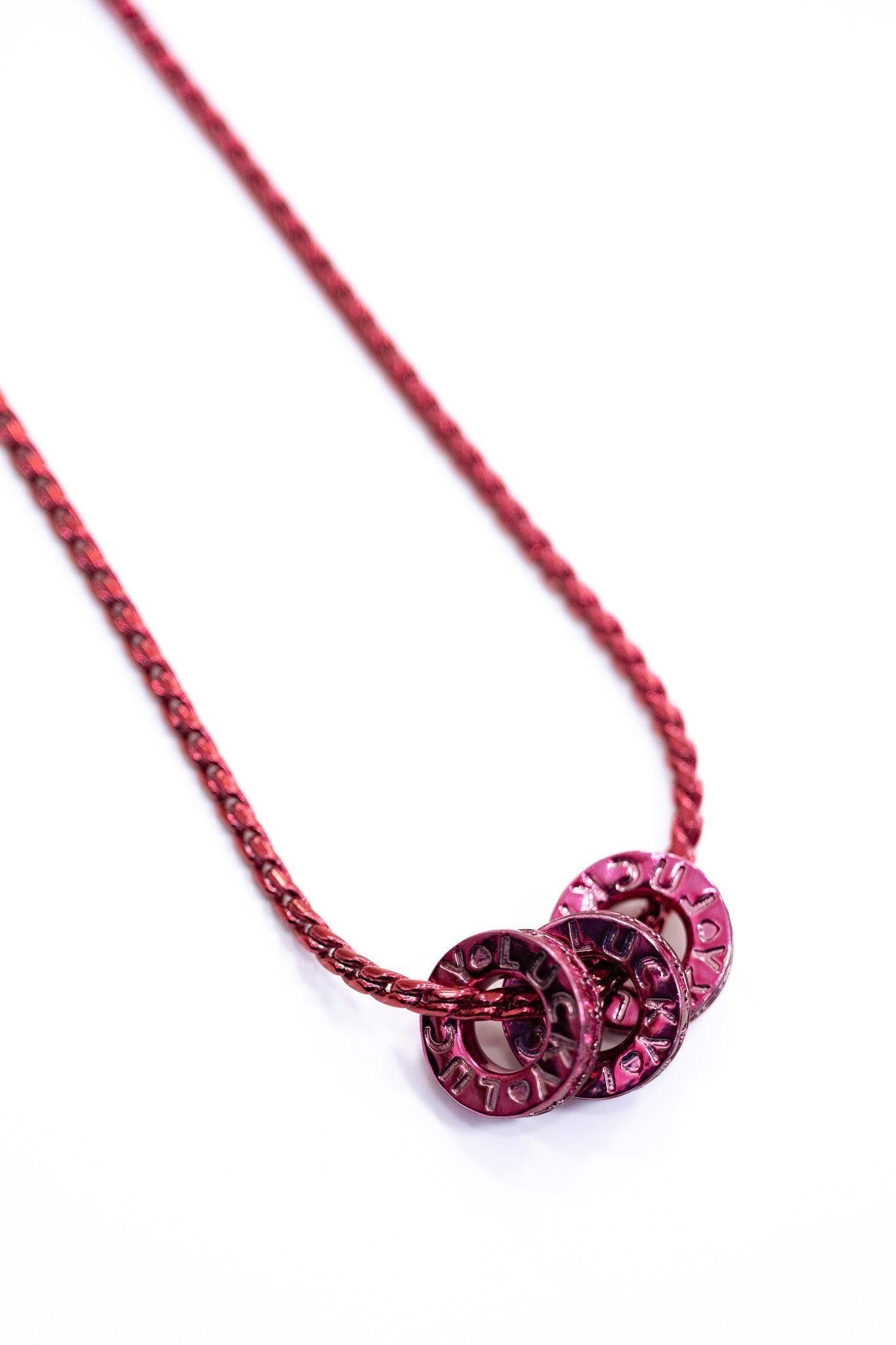 Lucky Girl Necklace - Liquid Metallic Ruby Kiss