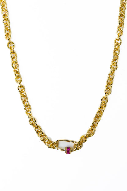 Charmed Girl Necklace - Gold Ruby