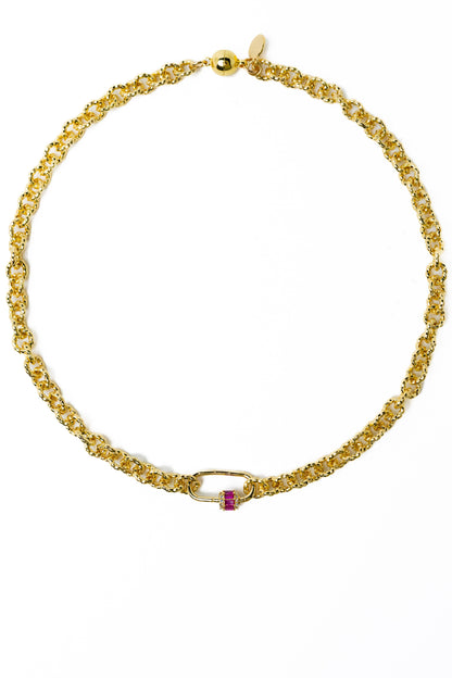 Charmed Girl Necklace - Gold Ruby