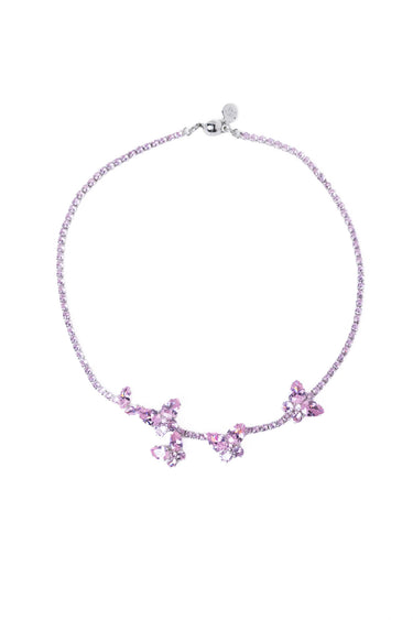 Pink Kisses Necklace - Silver Petal