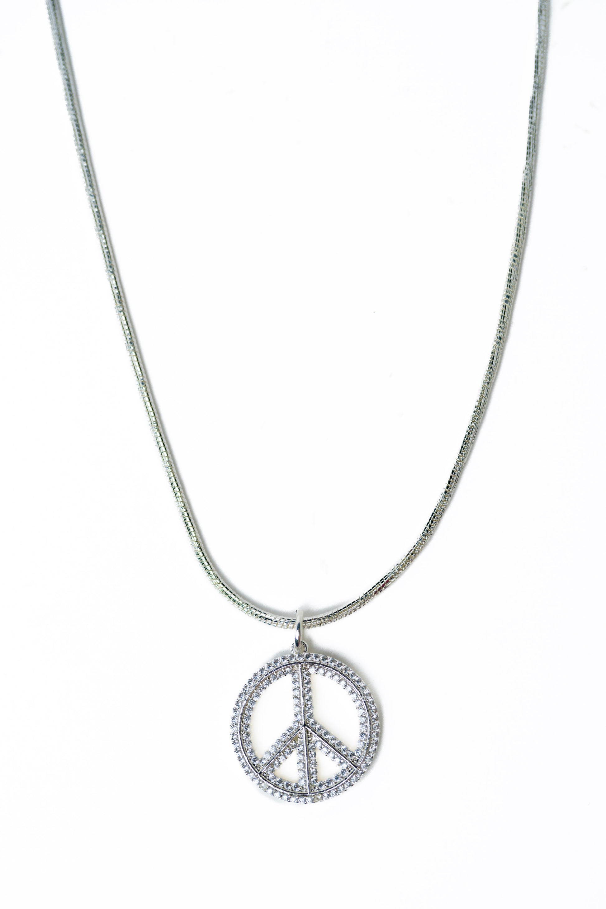 Peace Out Necklace - Liquid Metallic Pearl White