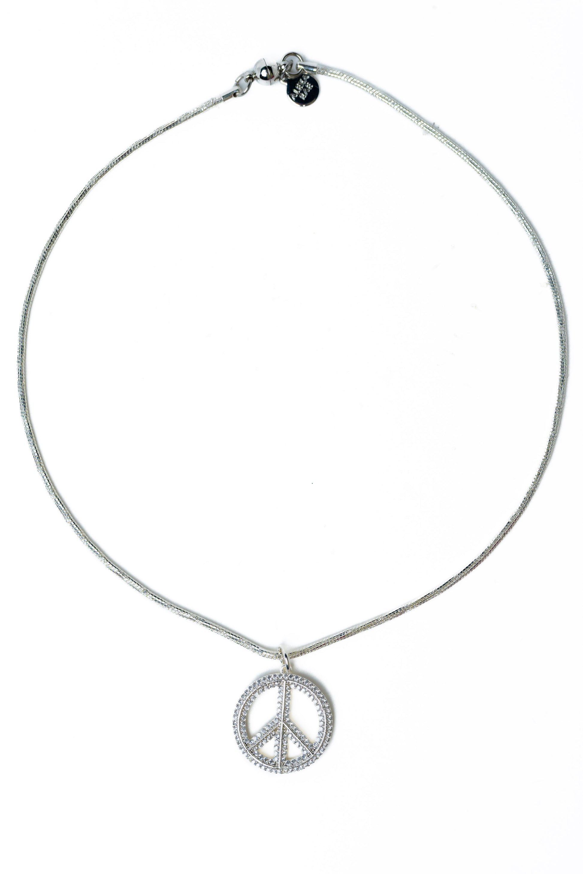 Peace Out Necklace - Liquid Metallic Pearl White