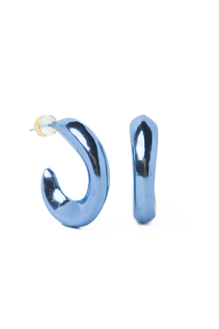 Taylor Earrings - Metallic Storm Blue