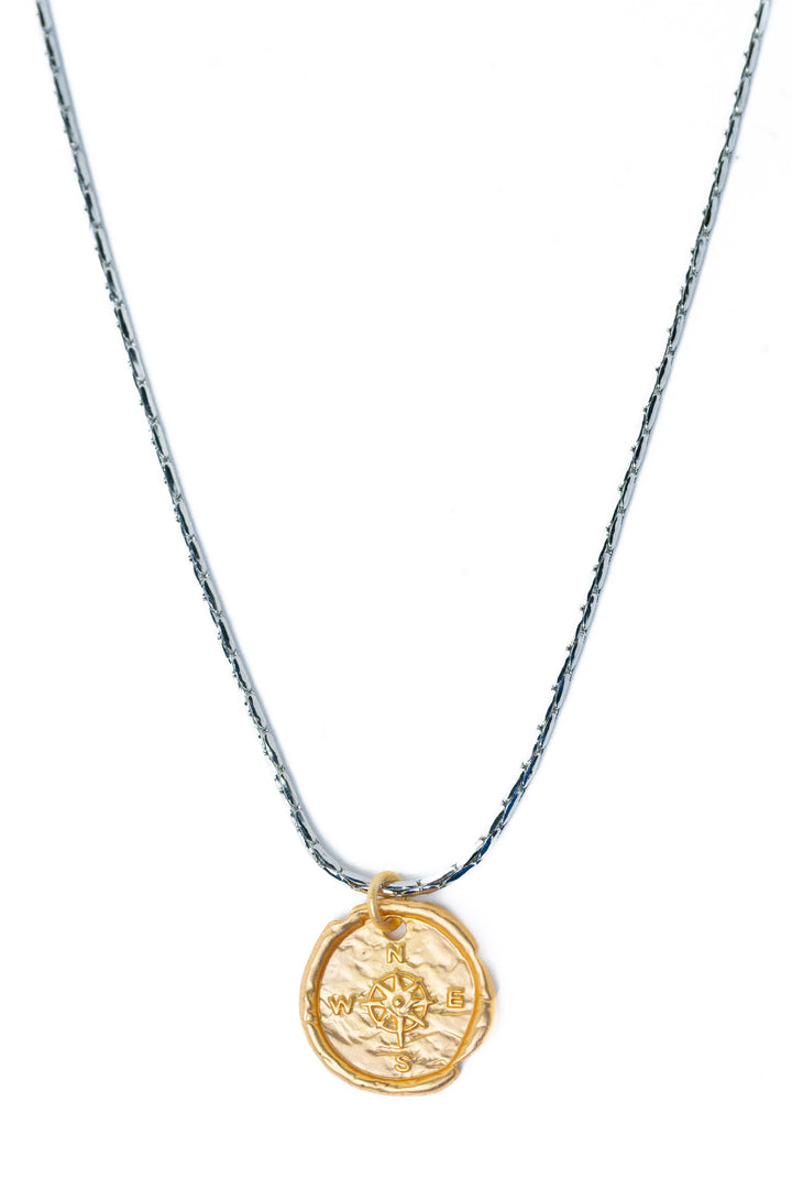 Golden Compass Necklace - Silver Gold
