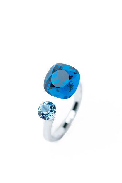 Sunday Bloom Ring Square Round - Blue