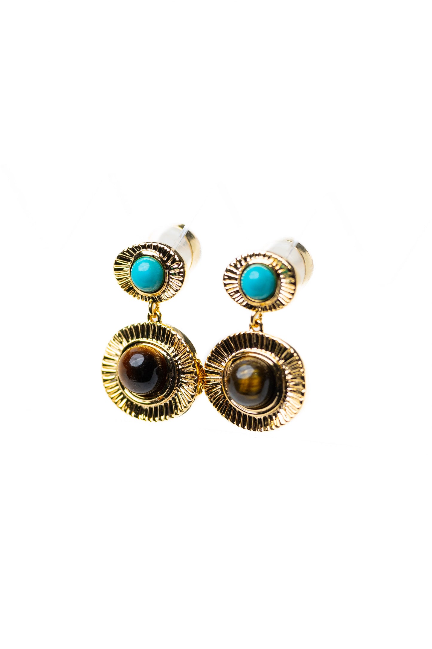 Etta Earrings - Gold Turquoise Cocoa