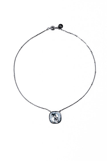 Crystal Glow Square Necklace - Gunmetal Smokey