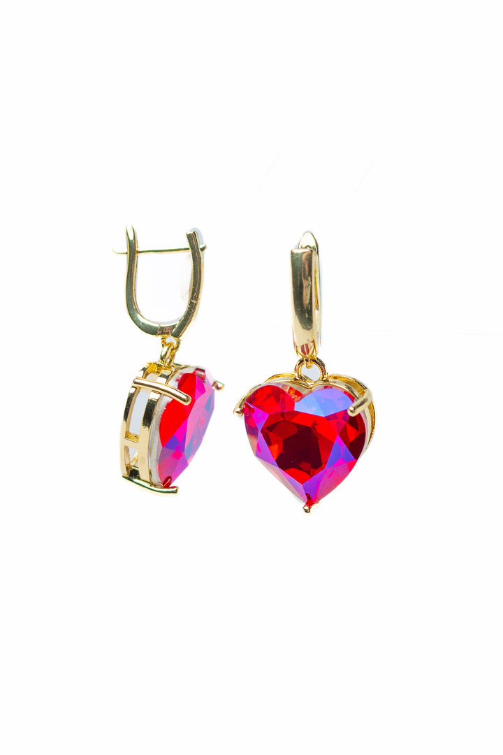 Velvet Heart Earrings - Ruby Kiss