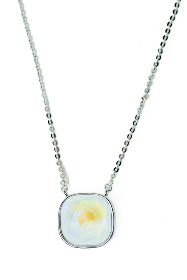 Crystal Glow Square Necklace - Snow Glow