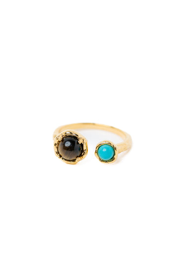 Sadie Grace Ring - Gold Cocoa Turquoise
