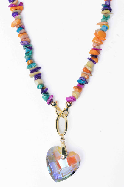Sunset Heart Necklace - Gold Pastel Pop