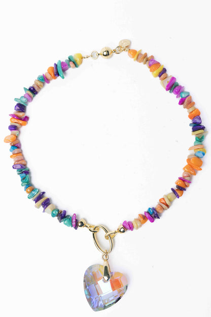 Sunset Heart Necklace - Gold Pastel Pop