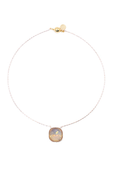 Crystal Glow Square Necklace - Metallic Coconut Linen Glow