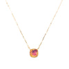 Mini Crystal Glow Square Necklace - Gold Strawberry
