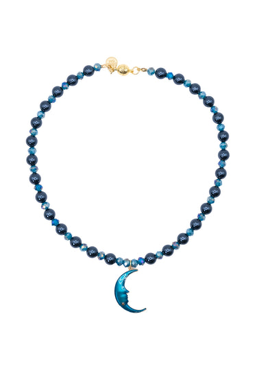 Hollow Moon Necklace - Blue Moon