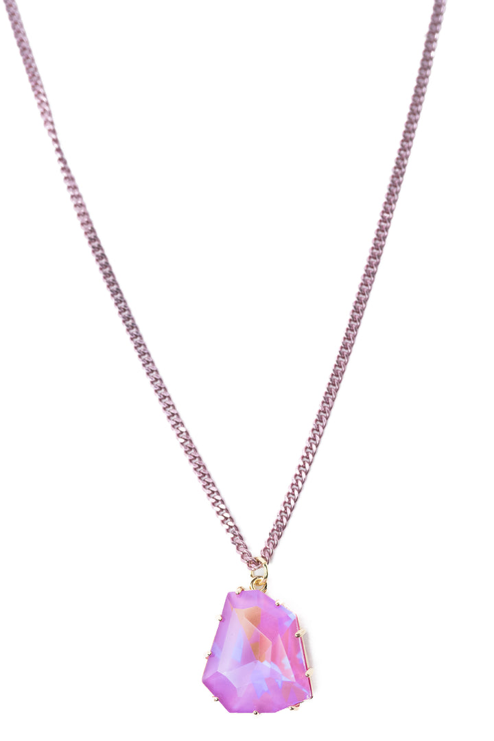 Crystal Flame Necklace - Metallic Lilac
