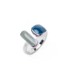 Saltwater Glow Square Rectangle Ring - Silver Night Sky
