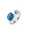 Saltwater Glow Double Square Ring - Silver Night Sky