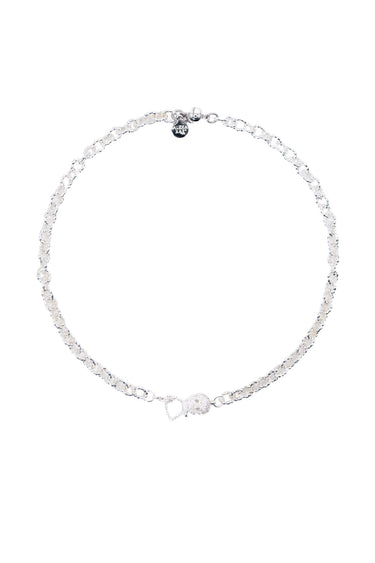 Mini Skully Necklace - Liquid Metallic Pearl White