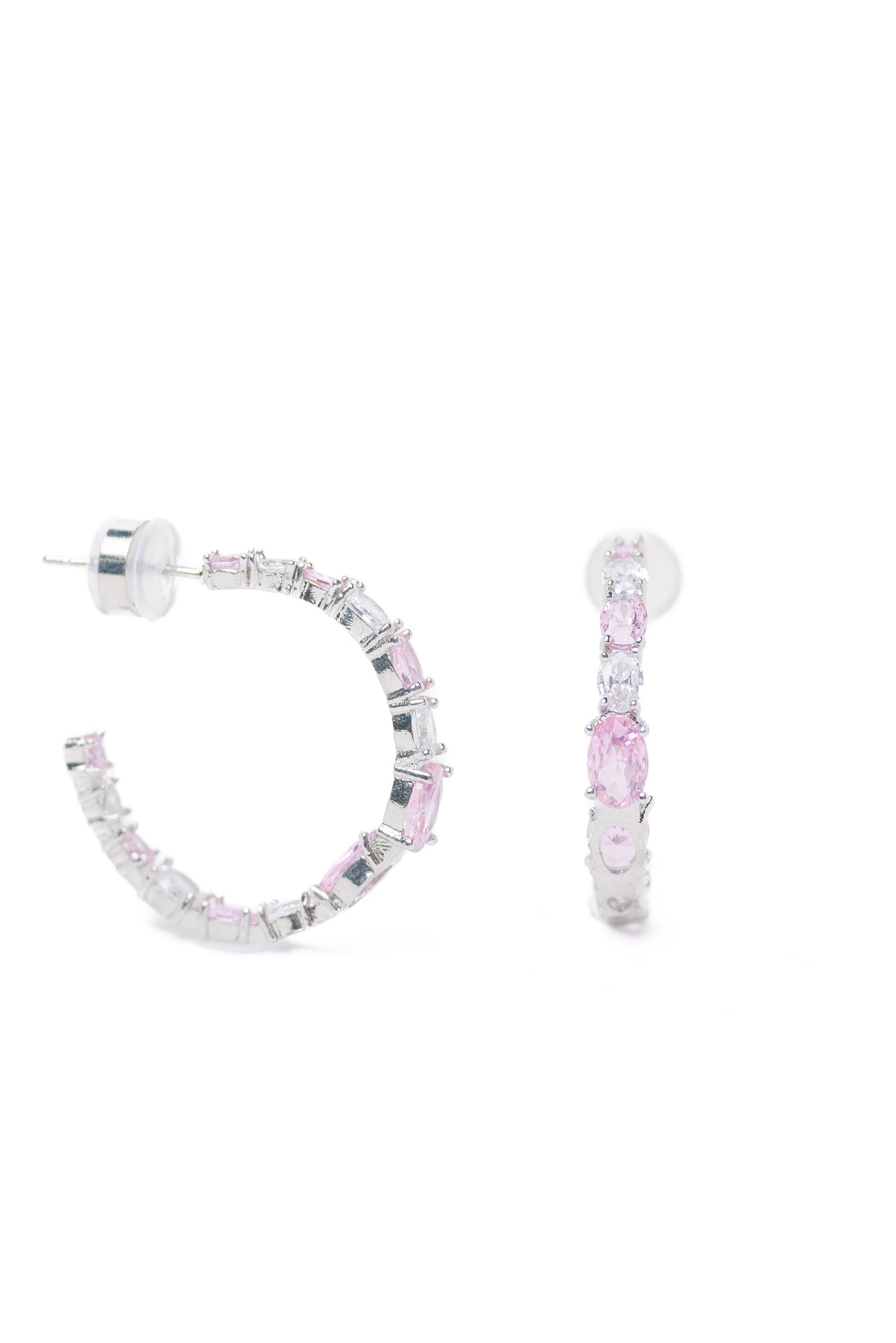 Pink Bloom Earrings - Silver Petal