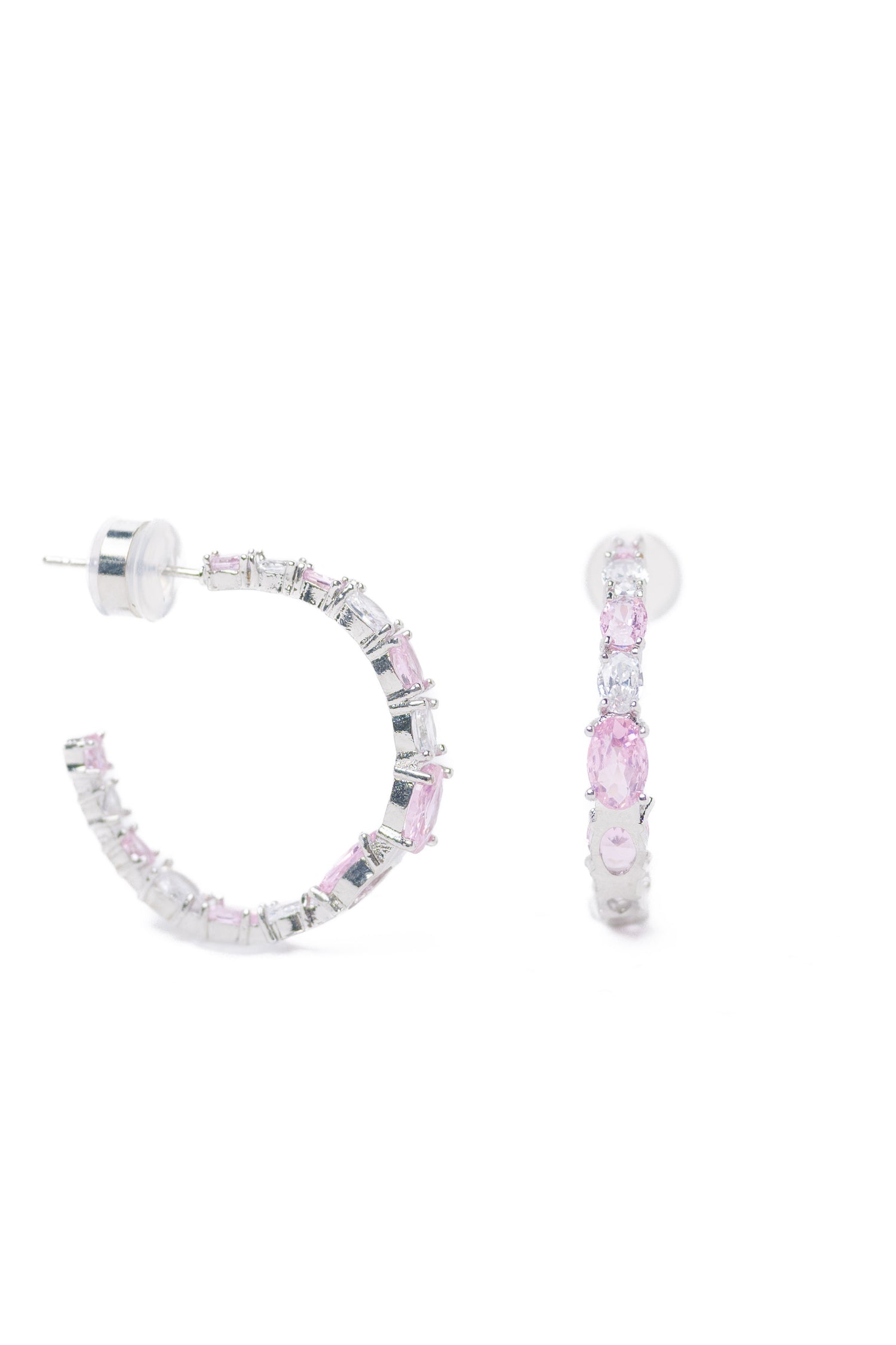 Pink Bloom Earrings - Silver Petal